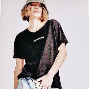 NWT One Teaspoon Logo Tee-Black Short Sleeve /acid wash/ organic / extra large